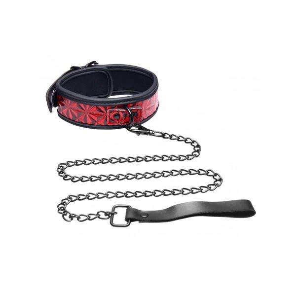 Master Series Crimson Tied Chained Collar With Leash