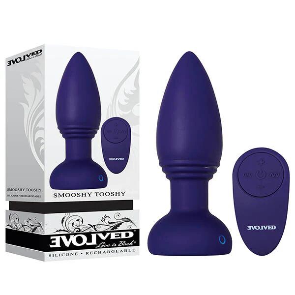 Evolved Smooshy Tooshy - Blue USB Rechargeable Vibrating Butt Plug