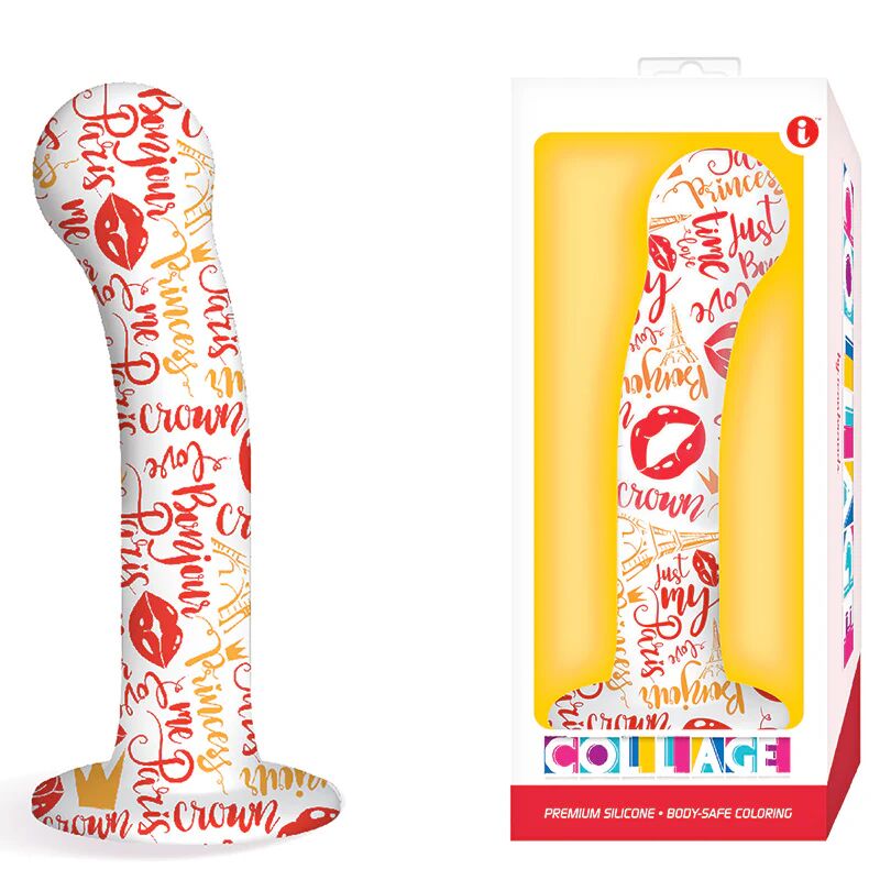 Collage I Remember Paris, G-Spot - White Patterned 17.8 cm Dildo