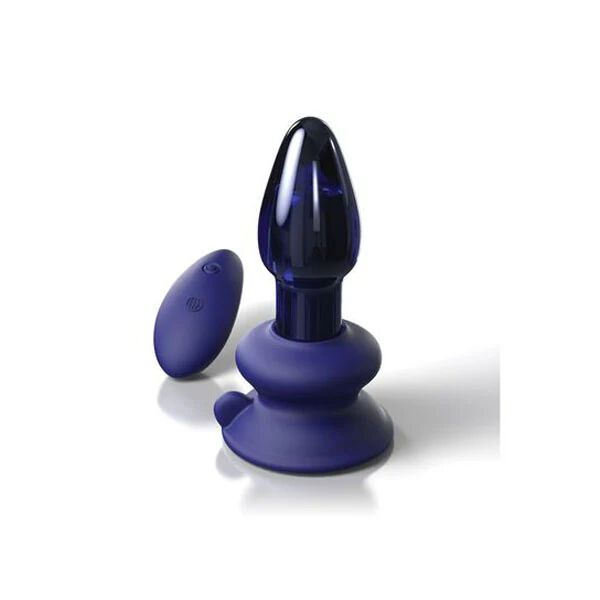 Pipedream Icicles 85 Glass Usb Rechargeable Vibrating Butt Plug With Remote Blue