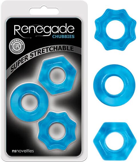 NS Novelties Renegade Chubbies Blue Cock Rings Set Of 3