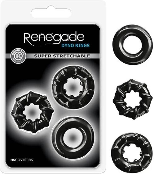 NS Novelties Renegade Dyno Black Cock Rings Set Of 3