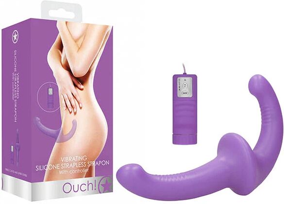 Unbranded OUCH! Vibrating Silicone Strapless Strap-On - Purple