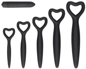 Shots Toys Ouch Silicone Vaginal Vibrating Dilator Set Of 5 Sizes Black