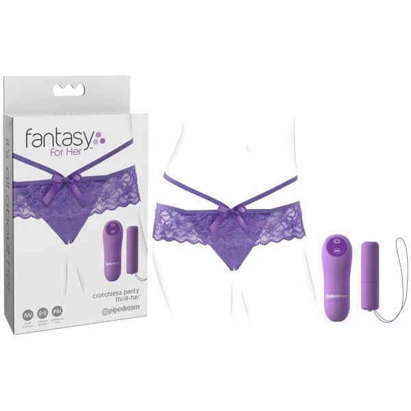 Pipedream Crotchless Thrill Purple Vibrating Panties With Wireless Remote