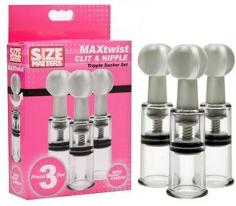 XR Brands Set Of 3 Size Matters Max Twist Clit And Nipple Tripple Sucker Set