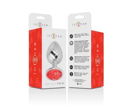 INTENSE Plug Anal Metal con Cristal Rojo Talla M 1ud