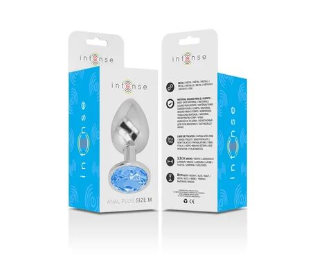 INTENSE Plug Anal Metal con Cristal Azul Talla M 1ud