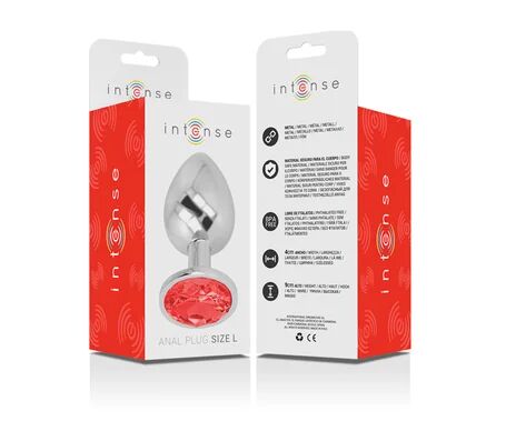 INTENSE Plug Anal Metal con Cristal Rojo Talla L 1ud