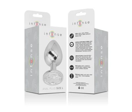 INTENSE Plug Anal Metal con Cristal Plata Talla L 1ud