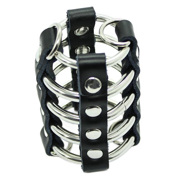 ohmama fetish - gabbia per con anelli in metallo e cinturini in pelle