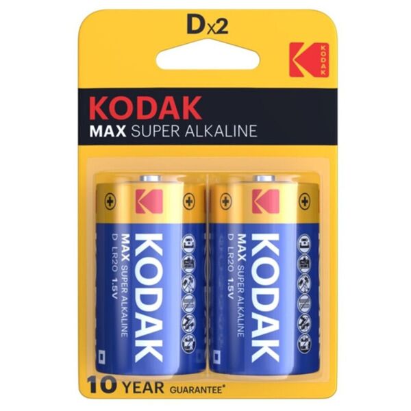 kodak - batteria alcaline max d lr20 2 unità