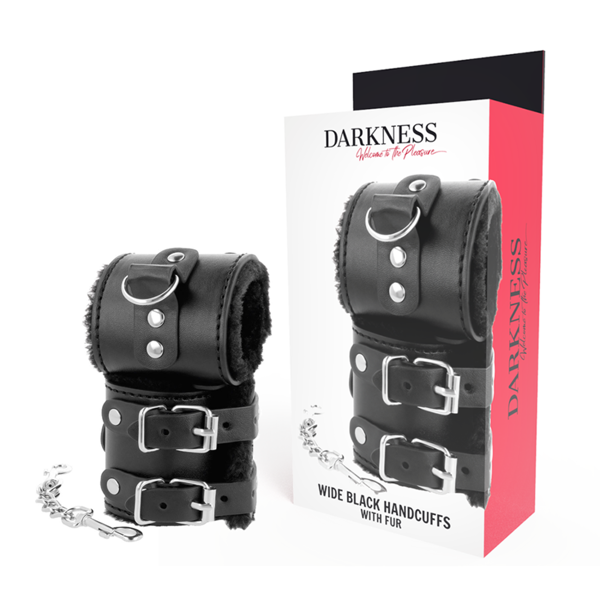 darkness bondage darkness - manette nere regolabili in pelle con fodera