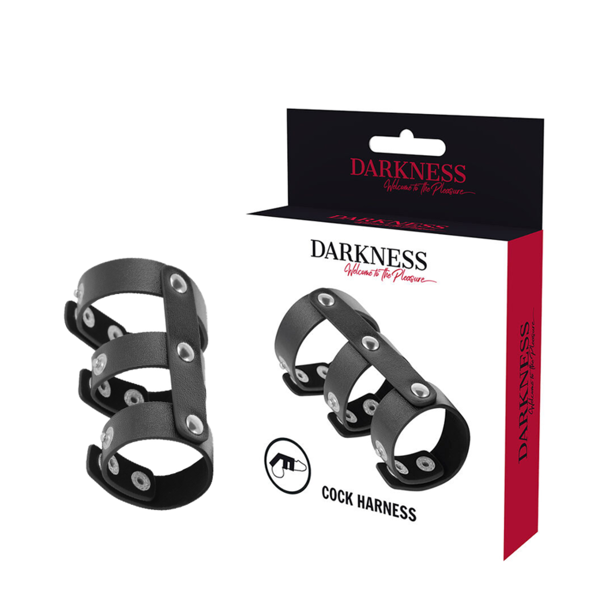 darkness bondage darkness - anello doppio per e testicoli in pelle regolabile