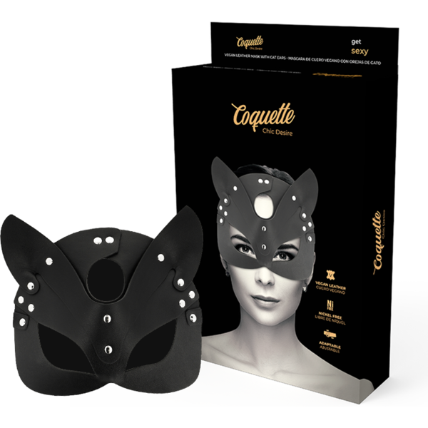 coquette accessories coquette chic desire - maschera vegana in pelle con orecchie di gatto