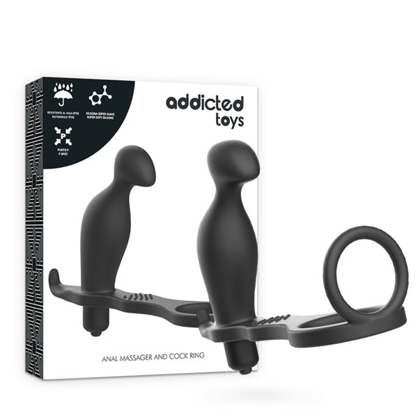 addicted toys - plug anale con anello in silicone nero 12 cm
