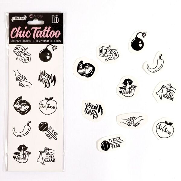 secretplay secret play - set di 10 tatuaggi temporanei della collezione spicy