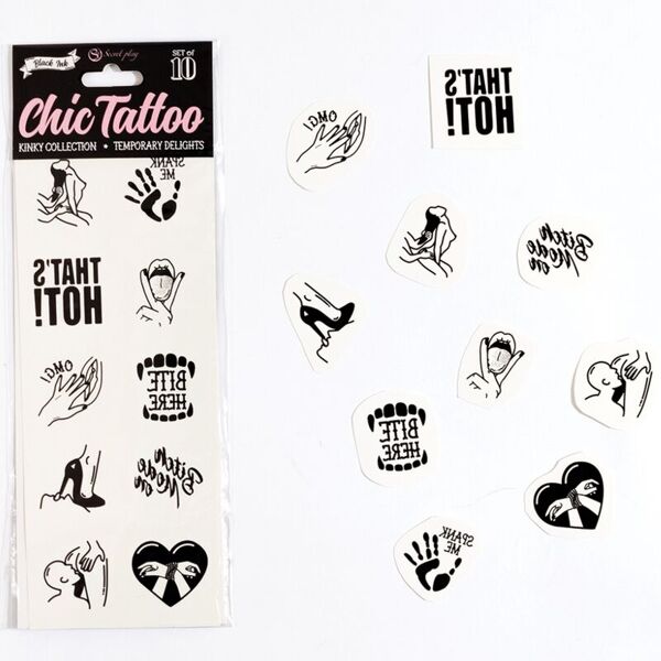 secretplay secret play - set di 10 tatuaggi temporanei collezione kinky