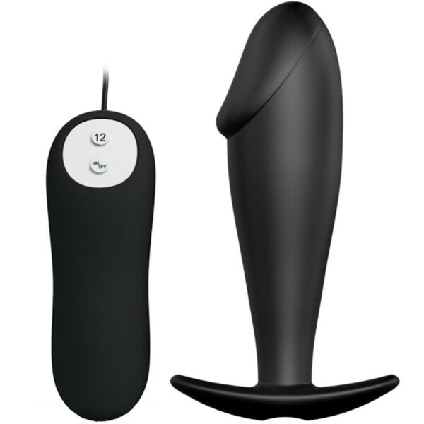 pretty love bottom pretty love - plug anale in silicone forma del pene e 12 modalit di vibrazione nero
