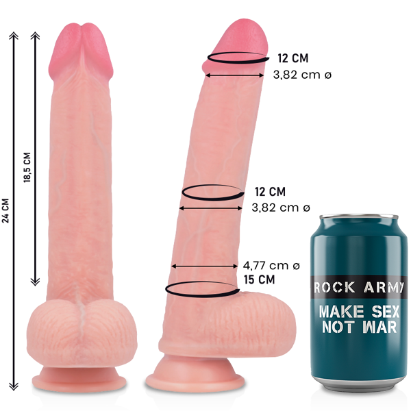 rock army rockarmy - liquid silicone premium kingcobra realistico 24 cm -o- 4.77 cm