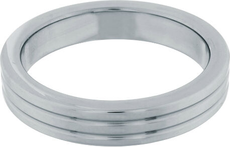 White Label Metal Cockring RVS Ribbed 45mm