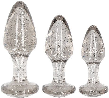 Buttplug sett 3 pk sølv