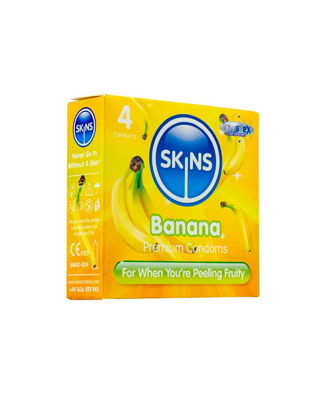 Skins Banan Kondomer - 4 Stk