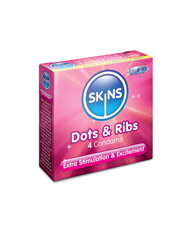Skins Dots  Ribs (Knudrete) Kondomer - 4 Stk