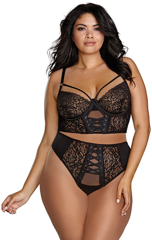 Dreamgirl Bralette Og Truse Med Korsettsnøring - 3x