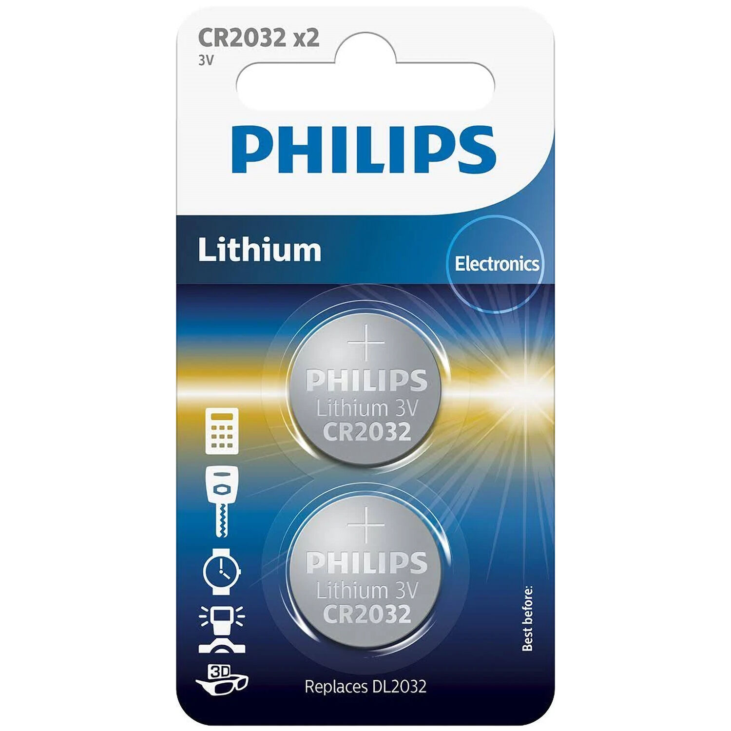 Batterier Philips CR2032 Alkaline Batteri 2 stk