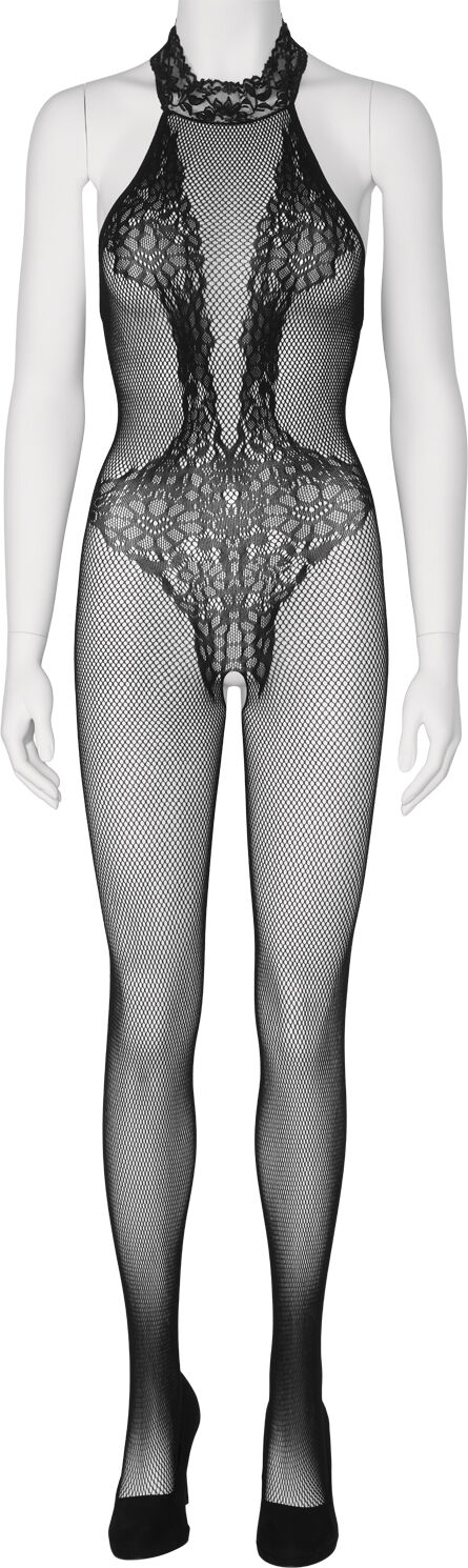 Sheer Fantasy Back To Black Lace Bodystocking With Ornate Tattoo