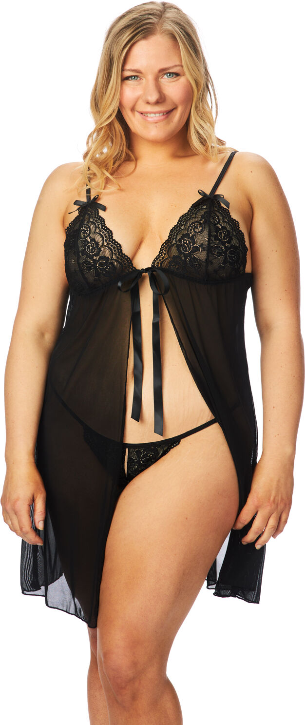 Nortie Gro Svart Blonde Babydollsett Plus Size