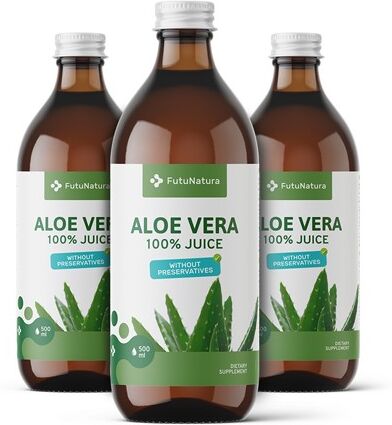 FutuNatura 3x Aloe vera - 100 % Saft, zusammen 1500 ml