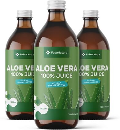 FutuNatura 3x 100 % Aloe vera Saft, zusammen 3000 ml