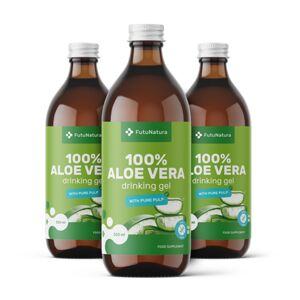 FutuNatura 3x 100 % jus d'aloe vera avec morceaux de pulpe, ensemble 1500 ml