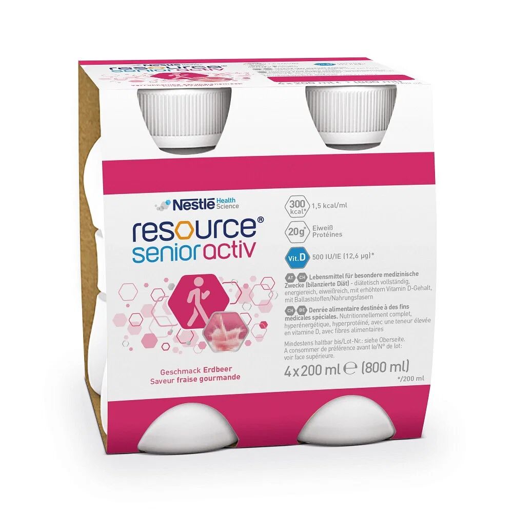 Nestle' It.Spa(Healthcare Nu.) Resource Senior Activ Fragola 4 Bottiglie 200 Ml