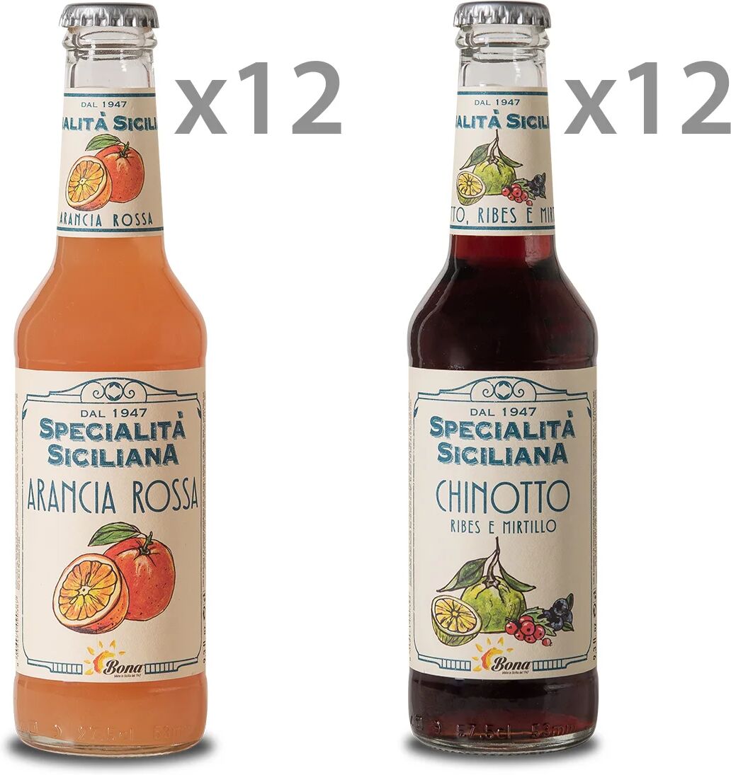 Bona 24 bottiglie miste: 12 Arancia Rossa - 12 Chinotto, Ribes e Mirtilli