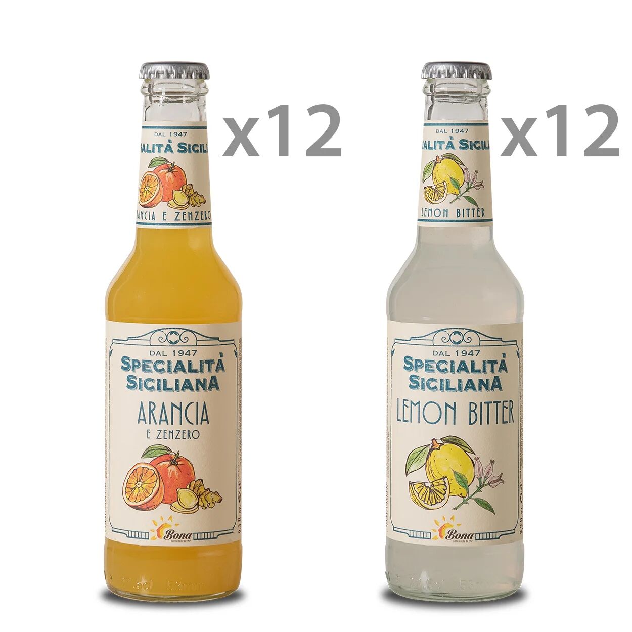 Bona 24 bottiglie miste: 12 Arancia e Zenzero - 12 Lemon Bitter