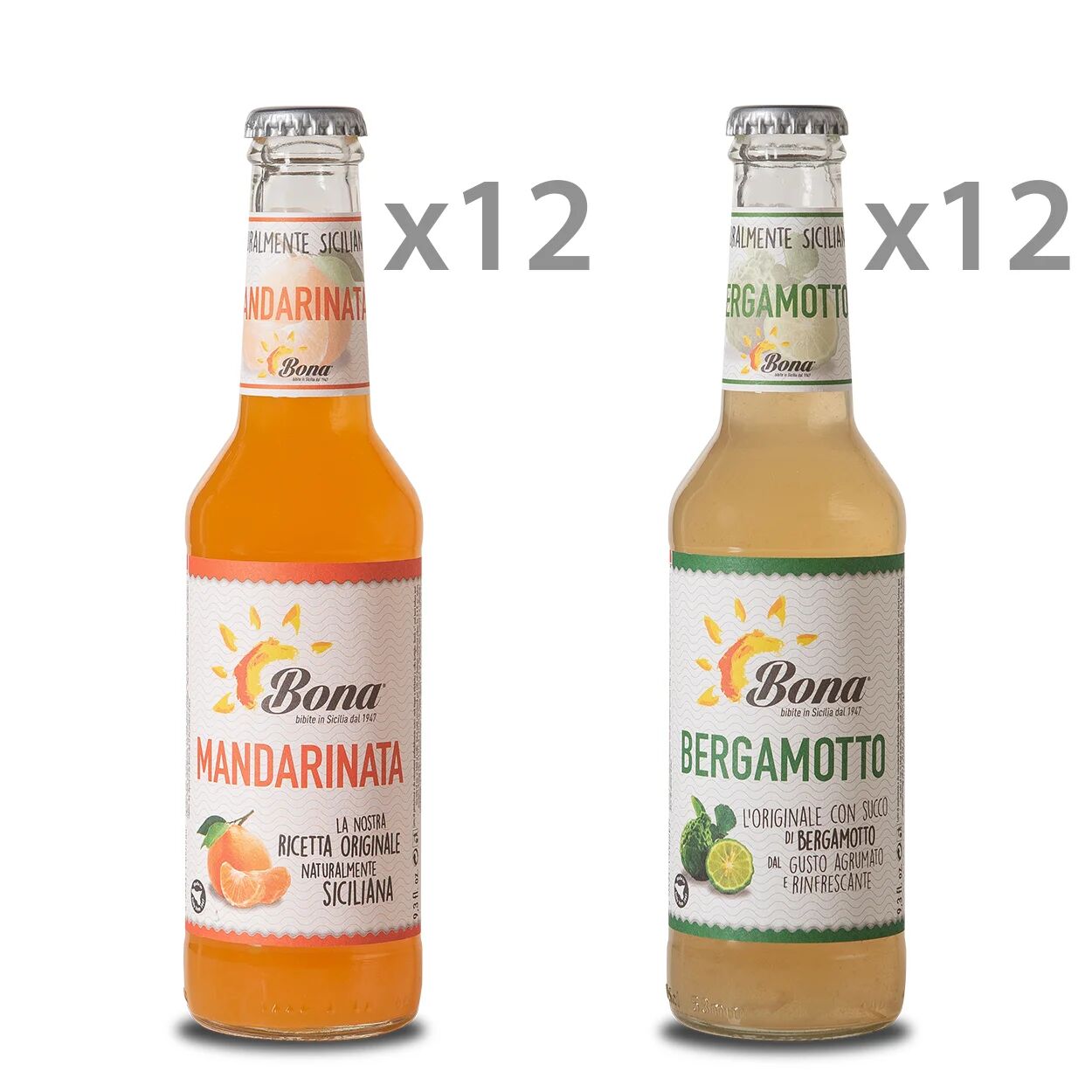 Bona 24 bottiglie miste: 12 mandarinata 275 ml - 12 bergamotto 275 ml
