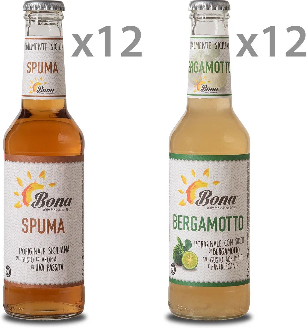 Bona 24 bottiglie miste: 12 spuma 275 ml - 12 bergamotto 275 ml