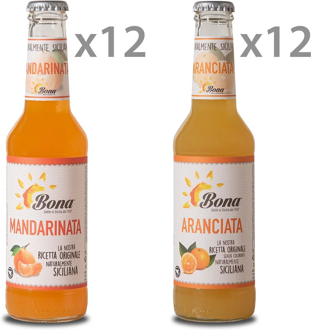 Bona 24 bottiglie miste: 12 mandarinata 275 ml - 12 aranciata 275 ml