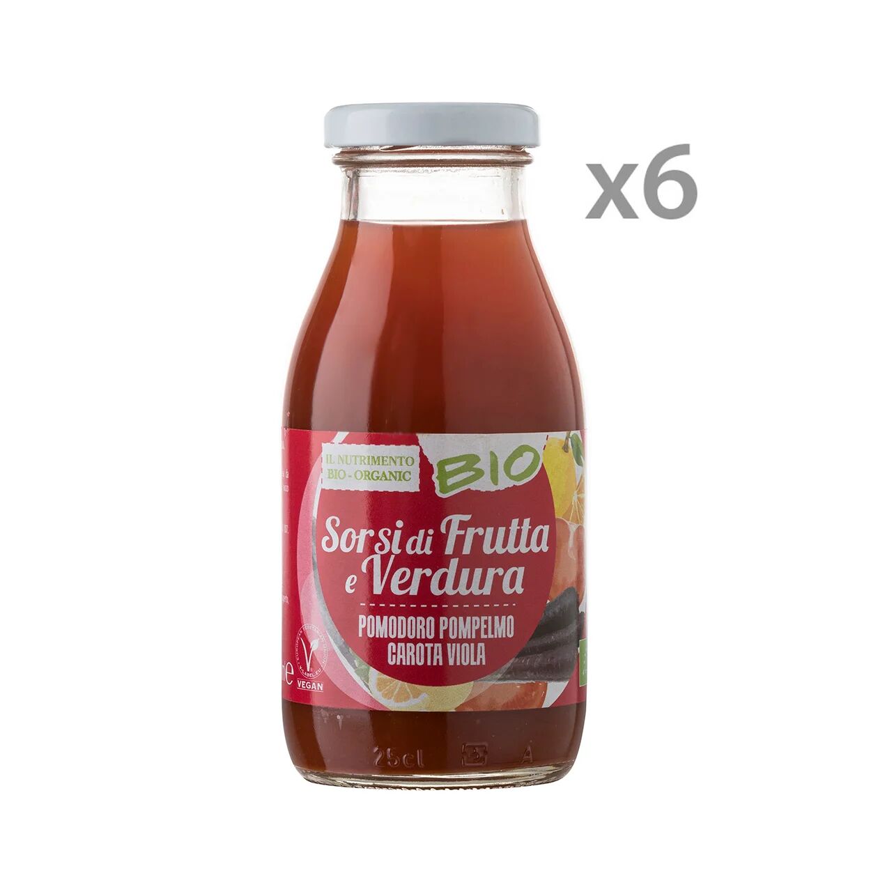 Probios 6 bottigliette - Smoothies BIO Pomodoro, Pompelmo e Carota viola 250 ml