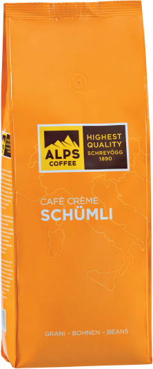 ALPS COFFEE  Kaffeerösterei Schreyögg GmbH ALPS COFFEE Café Crème Schümli 250g o 1000g in grani