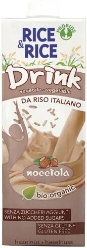 PROBIOS Rice&Rice Bevanda di Riso alla Nocciola Biologica Senza Glutine 1 L