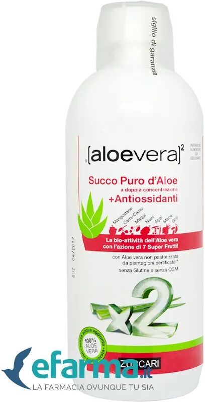 ALOEVERA2 Zuccari Succo + Antiossidanti Integratore 1 Lt