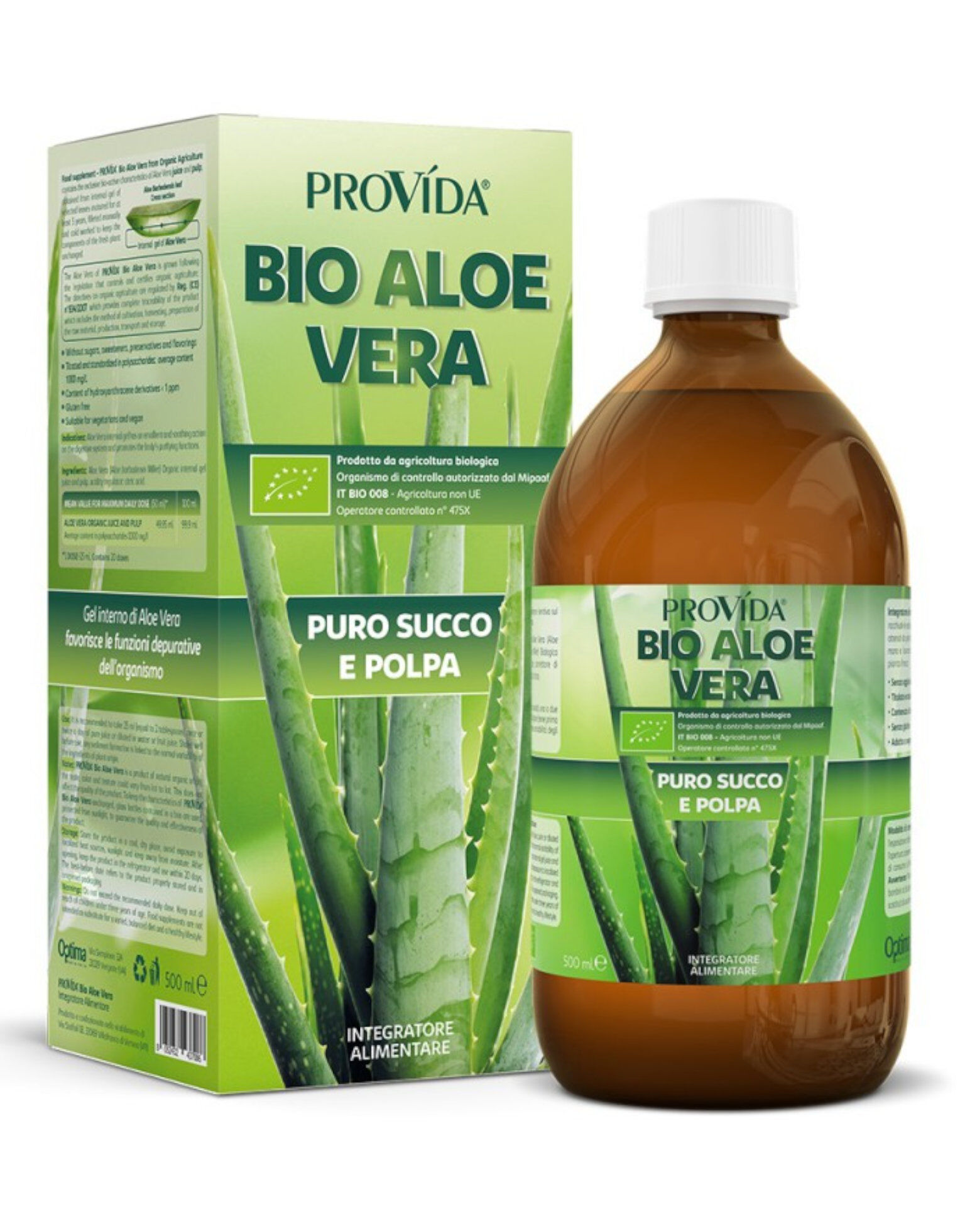 OPTIMA Bio Aloe Vera - Puro Succo E Polpa 500 Ml