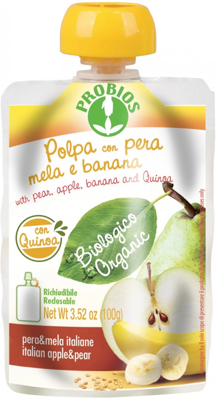 PROBIOS Polpa Con Pera, Mela E Banana 1 Cheer-Pack Da 100 Grammi