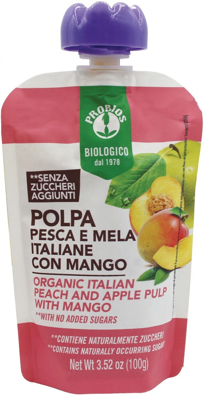 PROBIOS 100% Polpa Con Pesca, Mela E Mango 1 Cheer-Pack Da 100 Grammi