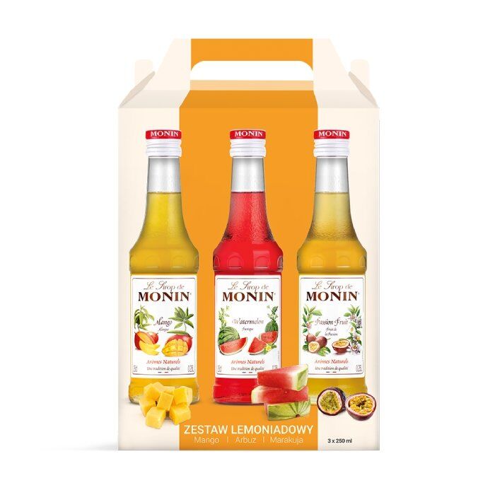MONIN Lemoniadowy zestaw syropów Monin 3x250 ml - mango, arbuz, marakuja