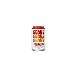 GENIE LIVING DRINKS - Fiery Ginger Kombucha - Delicious Adult Soft Drinks, Fermented 10 Days for Gut Health, 100% Vegan, No Sweeteners, No Nasties, Made in the UK, Natural Energy, 12 x 330ml Cans